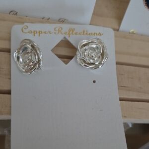 Silver Rose Earrings by